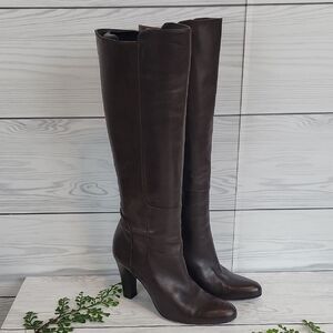 Charles David Dark Brown Knee-High Leather Women's Boots Size 6.5